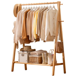 Perchero Sencillo de Bambú y Ratán de Doble Nivel, Organizador de Ropa, Almacenamiento para Dormitorio, Armario Multifuncional - Product Image 5