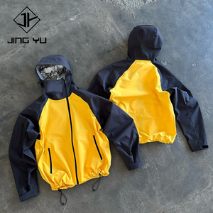 Áo khoác gió chất lượng cao bằng polyester, thiết kế áo khoác có khóa kéo bằng nylon, áo khoác gió nam chống gió, chống thấm nước, có mũ trùm đầu - Product Image 2