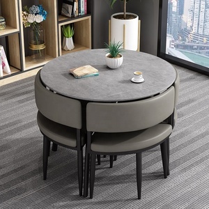 Set di Arredamento per Sala da <span class=keywords><strong>Pranzo</strong></span> GEDO Nordic Personalizzato con <span class=keywords><strong>Tavolo</strong></span> in Pietra Sinterizzata <span class=keywords><strong>Salvaspazio</strong></span> e 4 Sedie - Product Image 3