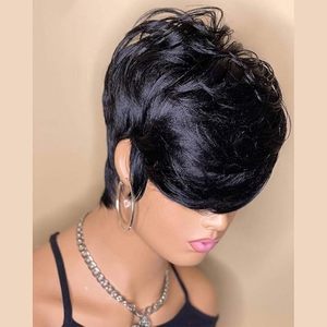 Peluca de Cabello Humano Brasileño Remy al por Mayor, Corte <span class=keywords><strong>Pixie</strong></span>, Sin Encaje, Hecha a Máquina, para Mujer - Product Image 6