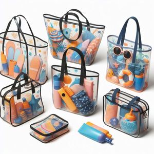 Bolsa de Compras Transparente de PVC con Diseño de Letras, Bolsa de Playa Impermeable para Guardar Cosméticos - Product Image 1