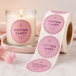 Autocollants de luxe personnalisés pour bougies, rouleaux d'étiquettes en papier texturé avec impression métallisée pour l'emballage de bougies parfumées faites à la main - Product Image 1