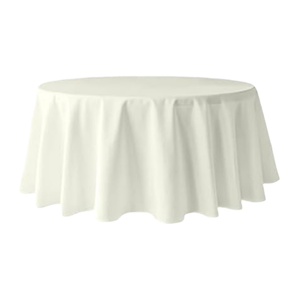 Custom 120-Inch White Polyester Round <b>Tablecloth</b> for Weddings & <b>Parties</b> Handmade with Custom Logo - Product Image 1