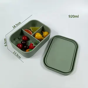 Оптовая продажа, индивидуальный логотип, бесполезный переносной контейнер для еды, для детей и взрослых, безопасный силиконовый контейнер для еды с крышкой
