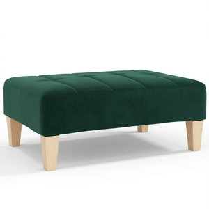 Poggiapiedi in velluto verde scuro con gambe in legno, design moderno e semplice per l'arredamento del soggiorno - Product Image 1