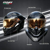 Casque de moto modulaire américain Genesis Black Premium à double visière, vision de jour et de nuit, casque intégral