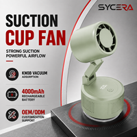 Ventilateur de bureau rétractable à ventouse, sans fil, 4000 mAh, à charge rapide, avec articulation sphérique, pour chambre et bureau