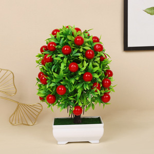 Bonsái Artificial <span class=keywords><strong>de</strong></span> Frutas, Limón, Naranja, Champiñones Shiitake, Melocotón, Pimiento, Fresa, Planta Artificial en Maceta para Decoración del Hogar - Product Image 4