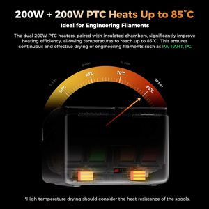 Secador de Filamento Creality SpacePi X4, 4 Bobinas, Cámaras de Calentamiento Dobles, Motor de Calentamiento Rápido PTC de 200W, Máquina de Secado de Filamento - Product Image 4