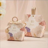 Boîte à bonbons de mariage, sac cadeau de mariage, boîte d'emballage vide avec poignée en bois et ruban