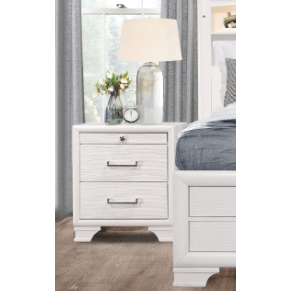Civic White Nightstand With Two <b>Drawers</b> Modern Bedroom <b>Storage</b> <b>Drawer</b> Unit - Product Image 5