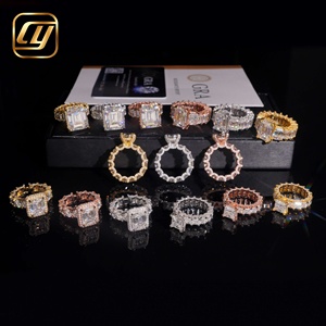 S925 <b>Silver</b> Emerald Cut Moissanite Rhodium Plated Women's <b>Eternity</b> Band Full Iced Out Stackable Wedding <b>Ring</b> with GRA - Product Image 2