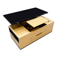 Table basse contemporaine en bois écologique, hauteur réglable, rangement, pliable, 2-en-1, multifonctionnelle pour salon