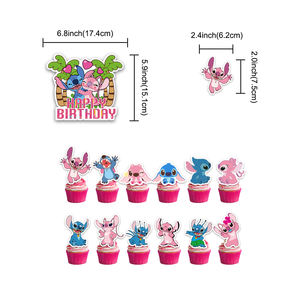 Nouveau point <span class=keywords><strong>rose</strong></span> Lilo thème fête d'anniversaire décoration point tirant drapeau bannière gâteau Respuent ballon pour bébé fille jouet - Product Image 5