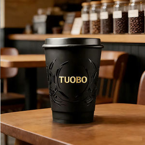 Vasos de Papel Desechables de Doble Pared Personalizados Ecológicos de 8 oz, 12 oz <span class=keywords><strong>y</strong></span> 16 oz, Vasos de Papel para Café Caliente con Mangas <span class=keywords><strong>y</strong></span> Tapas - Product Image 3