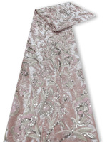 Tissu en velours brodé de fleurs et de sequins pour robes et peignoirs féminins automne-hiver, matériau DIY
