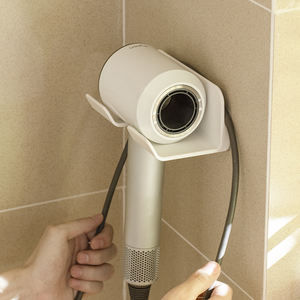 Penyangga Pengering Rambut Tanpa Bor, Organizer HIPS untuk Dinding Kamar Mandi, Penyimpanan Pengering Rambut dengan Slot Pengatur Kabel - Product Image 2