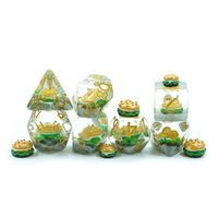 D dan D Set dadu Resin Hamburger inti cair Dnd Dungeon dan Dragon Game bermain peran D20 D & D dadu bening
