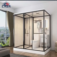 Cabina de Ducha Prefabricada Plegable de Acrílico Todo en Uno para Interiores con Inodoro y Ducha