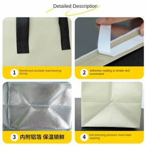 Food Beverage Takeaway Insulation Non-Woven Cooler Bag Custom Foldable Portable Zipper Closure - Product Image 4