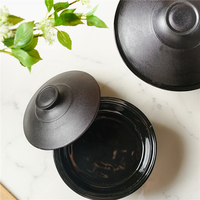 Rux — Casserole en céramique ronde noire, Pot à ragoût, casseroles en argile, cuissardes de cuisine avec couvercle, Style nordique