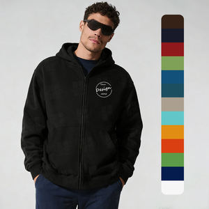 Winter High Quality Custom Blank 400Gsm Soft <b>Fleece</b> Breathable Jacket <b>Hoodie</b> Loose Fit Black Active Wear Men <b>Zip</b> <b>Up</b> Hoodies - Product Image 1