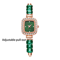 Montre à bracelet en cristal mignonne, montre à quartz de luxe légère, tendance, à tirer, pour femmes et filles, cadeau de fête d'été