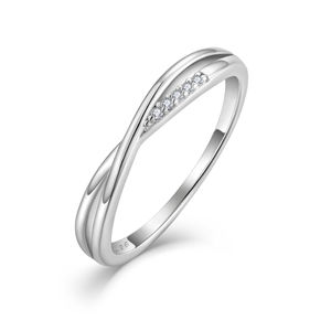 YILUN Elegante 925 Sterling Silver Infinity Twist Anel Zirconia Promessa de Sempre Amor Anel de Noivado com Gesto Romântico - Product Image 1