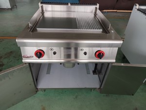 Peralatan katering berdiri bebas baja tahan karat Gas wajan dengan piring 2/3 datar & 1/3 beralur dengan kabinet - Product Image 4