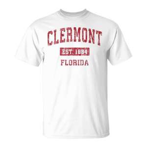 Clermont Florida Est 1884 Camiseta deportiva vintage blanca unisex talla adulto - Product Image 1