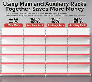 White Metal Supermarket <b>Rack</b> with 5 Adjustable <b>Shelves</b> Perforated Back Wall Mount Rectangular Epoxy Coated Vertical Display - Product Image 3
