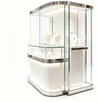 Présentoir à bijoux élégant plaqué or GZowin, de haute qualité et durable, vitrine en verre pour magasin de bijoux de luxe