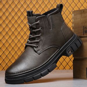 Botas de cuero genuino impermeables y antideslizantes para hombre, estilo casual, versátiles, estilo británico, para trabajo. - Product Image 5