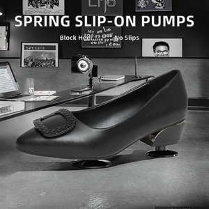 Nouvelles Chaussures Paresseuses à Talon Carré pour Femme, Couleur Unie, Anti-Dérapantes, Bout Ouvert, Collection Printemps-Été-Hiver 2023 - Product Image 2