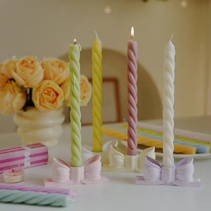Home Decor Wedding Table Birthday Soy Wax Decorative Spiral Aroma <b>Candles</b> Long Frameless White Scented <b>Taper</b> <b>Candles</b> Sets - Product Image 3