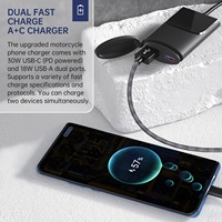 Cargador de Teléfono Inteligente para Motocicleta con Doble Puerto USB PD C y Carga Rápida