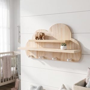 Crochets porte-clés en bois massif en forme de nuage pour entrées, rangement mural en forme de boîte mystère et présentoir, support pour bougies parfumées. - Product Image 1