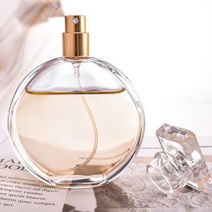 Nuovo originale forma rotonda piatta personalizzata 50ml 100ml vuota profumo Spray bottiglia di vetro <span class=keywords><strong>per</strong></span> l'essenza cosmetica <span class=keywords><strong>per</strong></span> gli uomini - Product Image 1