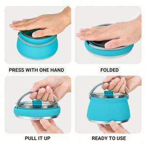 Couverture de bouilloire pliable classique en silicone et acier inoxydable sans BPA - Plage de température de -20 à 230°C pour la randonnée et le camping en extérieur - Product Image 4
