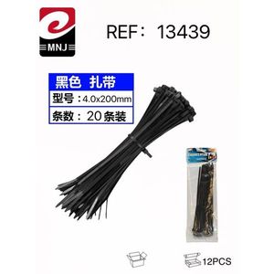 Fascette stringicavo in plastica nera Bridas 4.0*200 per gestione cavi e accessori - Product Image 1