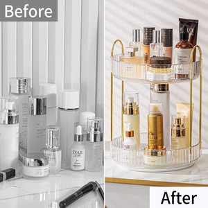 Organizador de maquillaje de baño giratorio 360, tocador de cuidado de la piel de encimera de plástico con función giratoria de Perfume, almacenamiento <span class=keywords><strong>Lazy</strong></span> <span class=keywords><strong>Susan</strong></span> - Product Image 3