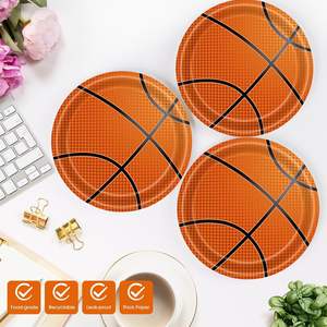 طقم أدوات مائدة للحفلات بتصميم كرة السلة مكون من 40 قطعة، يشمل أطباق ورقية 9 بوصة خالية من مادة BPA مع طباعة بأربعة ألوان، ومناديل، لتزيين الطاولة - Product Image 3