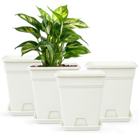 Pots carrés en plastique pour plantes vertes avec trou de drainage, durables pour une utilisation intérieure/extérieure - Prêts à l'arrosage, capacité de 3,23 L, pack en gros