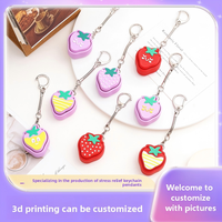 Série de fraises imprimées en 3D, décompression, clic de doigt, décoration de sac, cadeau adapté aux étudiants, au personnel de bureau, porte-clés