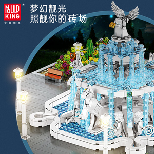 Mould King-bloque de construcción de arquitectura para regalo de cumpleaños, luz Led 16003, vista de calle cuadrada de Ángel - Product Image 4