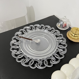 Plaque de chargeur en plastique décorative de mariage durable en plastique rond creux transparent - Product Image 5