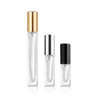 Flacon mini décanteur rectangulaire transparent personnalisé en gros avec applicateur pulvérisateur, faible MOQ, atomiseur 3 ml à bouchon à vis, forme plate pour parfum