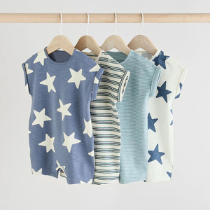 بدلة أطفال بأكمام قصيرة بدلة نوم لحديثي الولادة بجامة أطفال عضوية ملابس نوم صيفية مخصصة لملابس الأطفال - Product Image 1