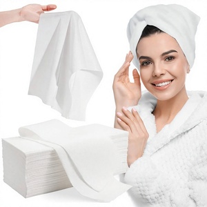 Serviette de bain rectangulaire blanche en non-tissé jetable écologique pour le démaquillage adulte - Product Image 1