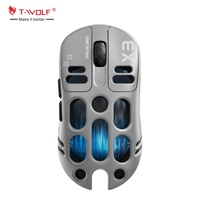 Souris de jeu sans fil T-WOLF X3 PAW3311 Tri-mode, souris à design ajouré, RGB 12000 DPI, souris de jeu 6D avec programmation de macros pour ordinateur portable